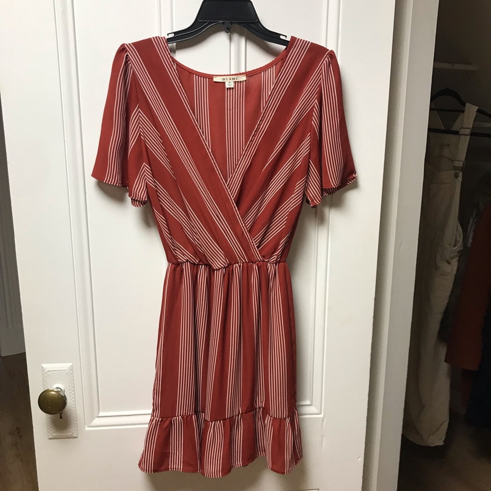 Francesca’s Miami Red & White Striped Wrap Dress Medium